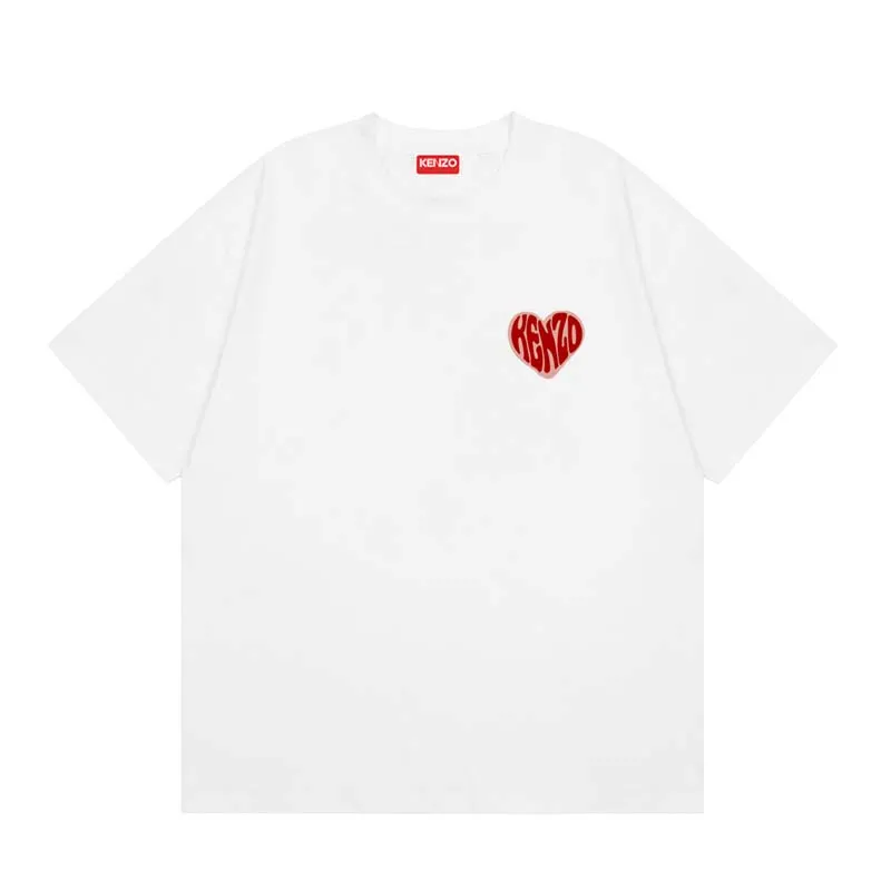 [Chinese Valentine's Day Series] KENZO 23 early autumn new men's love pattern letter casual T-shirt Color: Black Tibetan Blue White Size: M L